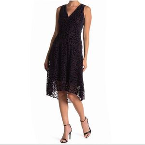 Elie Tahari Celeste Leopard Burnout V-Neck Dress, Black Overlay, Size 4, NWT